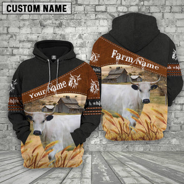 Joycorners British White Park On Farm Custom Name Printed 3D Black Hoodie