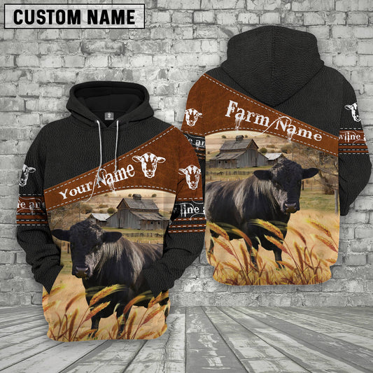 Joycorners Lowline Angus On Farm Custom Name Printed 3D Black Hoodie