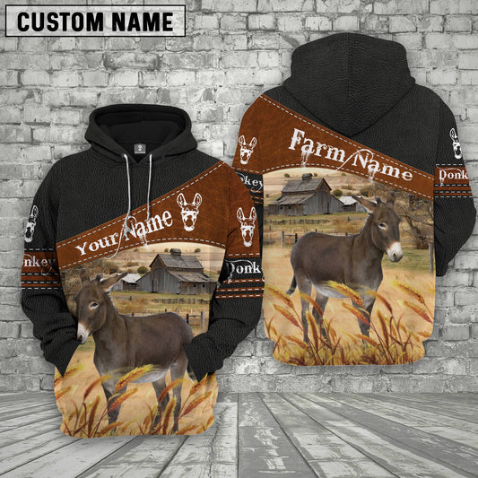 Joycorners Donkey On Farm Custom Name Printed 3D Black Hoodie