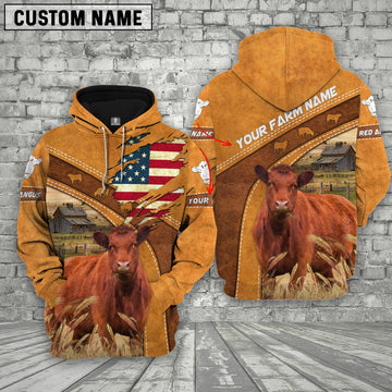 Joycorners Personalized Name 3D Red Angus Flag Hoodie