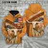 Joycorners Personalized Name 3D Texas Longhorn Flag Hoodie