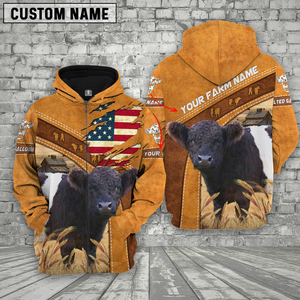 Joycorners Personalized Name 3D Belted Galloway Flag Hoodie