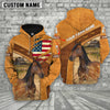 Joycorners Personalized Name 3D Horse Flag Hoodie