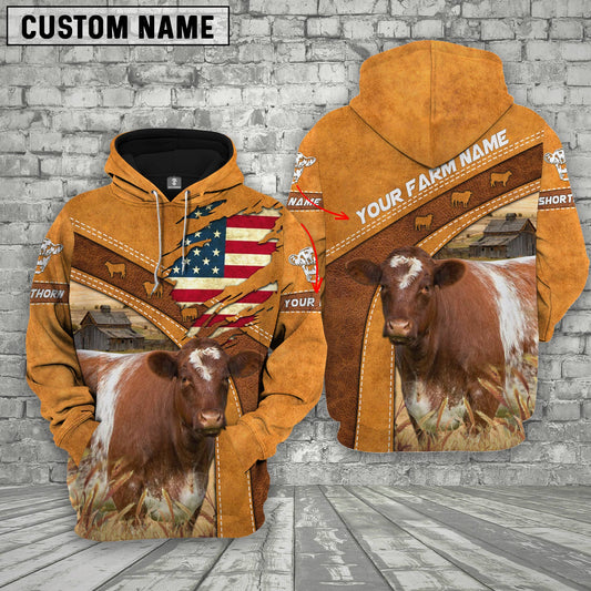 Joycorners Personalized Name 3D Shorthorn Flag Hoodie