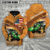 Joycorners Personalized Name 3D Tractor Flag Hoodie