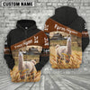 Joycorners LLama On Farm Custom Name Printed 3D Black Hoodie