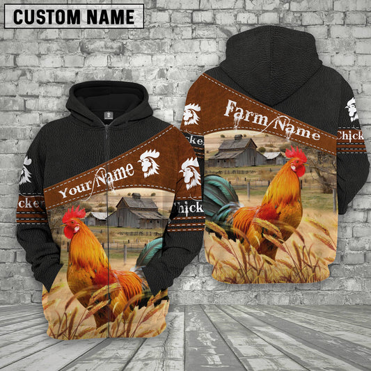 Joycorners Chicken On Farm Custom Name Printed 3D Black Hoodie