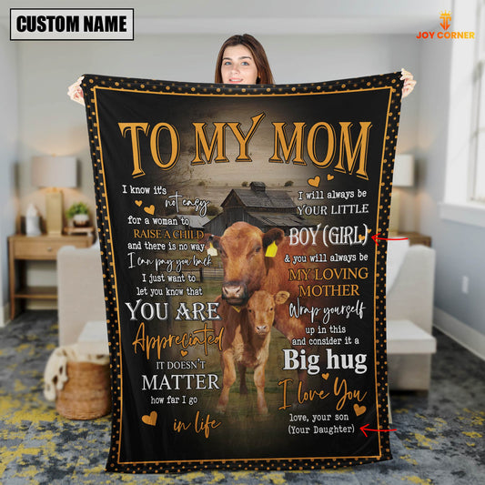 Joycorners Red Angus Pattern To My Mom Custom Blanket