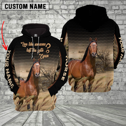 Joycorners Horse Live Like Someone Left The Gate Open On The Meadow Custom Name Black Hoodie