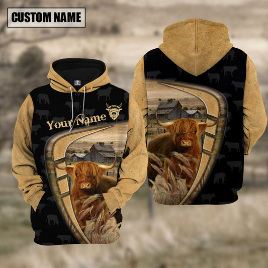 Joycorners Personalized Name Farm Highland Black Yellow Hoodie