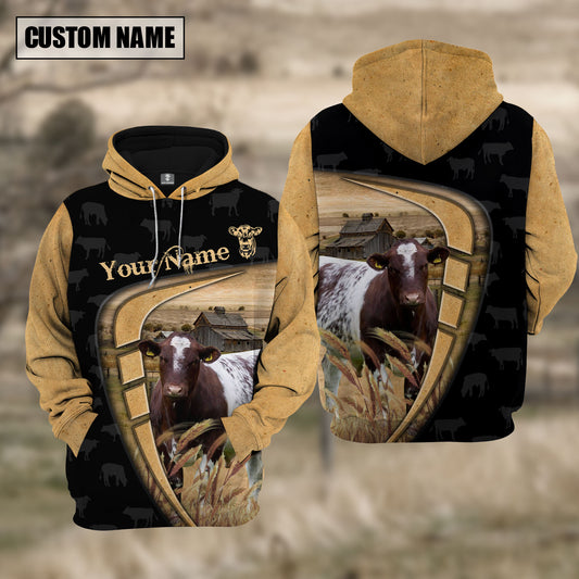 Joycorners Personalized Name Farm Shorthorn Black Yellow Hoodie