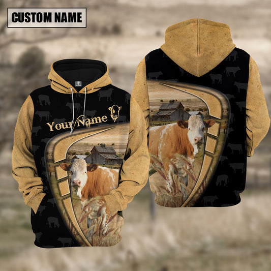 Joycorners Personalized Name Farm Simmental Black Yellow Hoodie