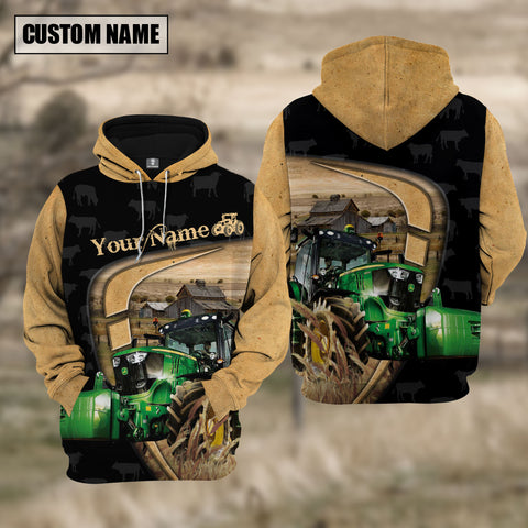 Joycorners Personalized Name Farm Tractor Black Yellow Hoodie