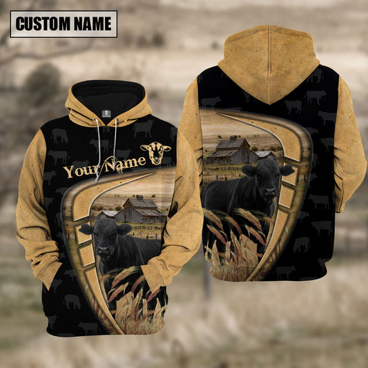 Joycorners Personalized Name Farm Black Angus Black Yellow Hoodie