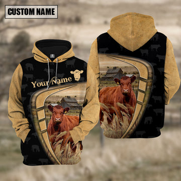 Joycorners Personalized Name Farm Red Angus Black Yellow Hoodie