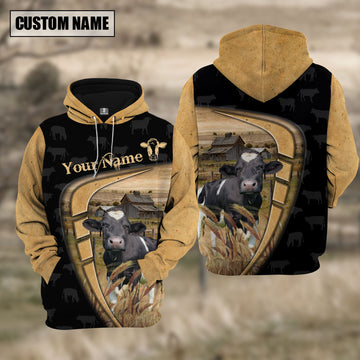 Joycorners Personalized Name Farm Holstein Black Yellow Hoodie