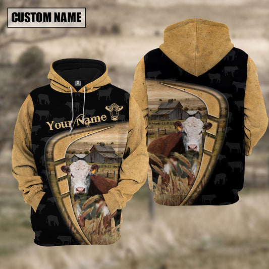 Joycorners Personalized Name Farm Hereford Black Yellow Hoodie