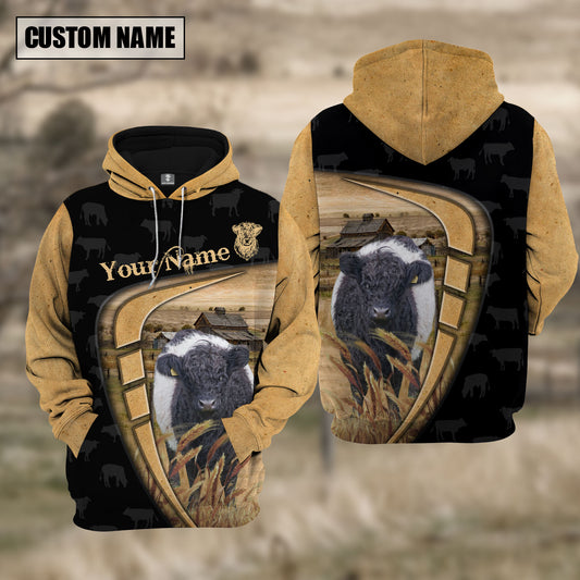 Joycorners Personalized Name Farm Belted Galloway Black Yellow Hoodie