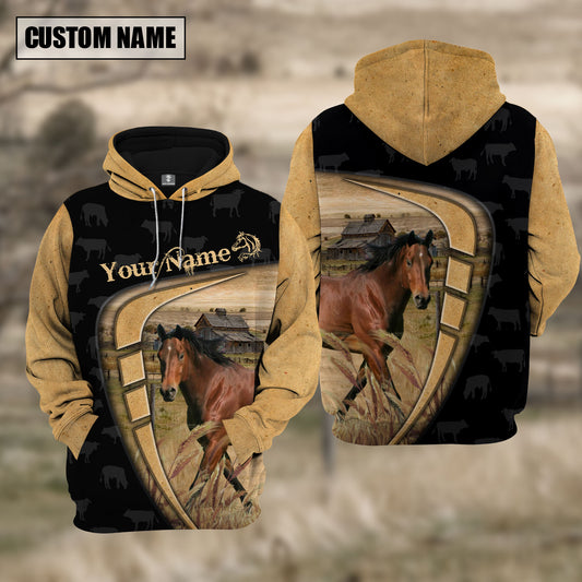 Joycorners Personalized Name Farm Horse Black Yellow Hoodie