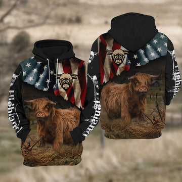 Joycorners Highland Cattle Hoodie 3D All Over Printed