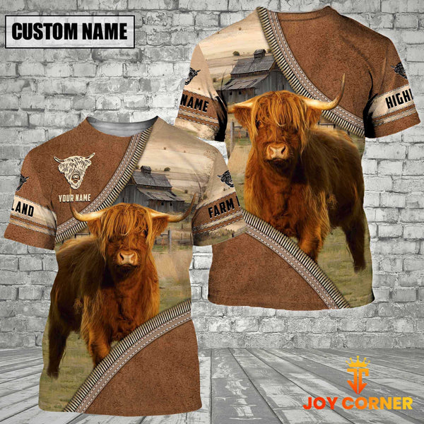 Joycorners Personalized Name Farm Highland Cattle Light Brown Hoodie