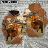 Joycorners Personalized Name Farm Highland Cattle Light Brown Hoodie