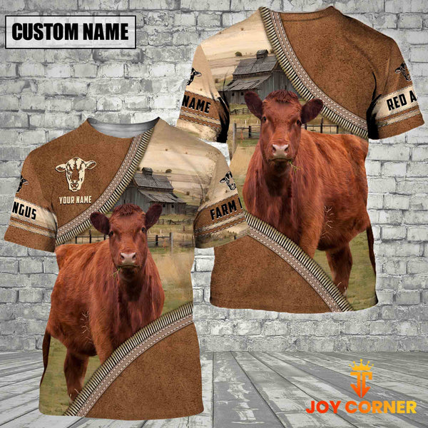 Joycorners Personalized Name Farm Red Angus Cattle Light Brown Hoodie