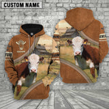 Joycorners Personalized Name Farm Hereford Cattle Light Brown Hoodie
