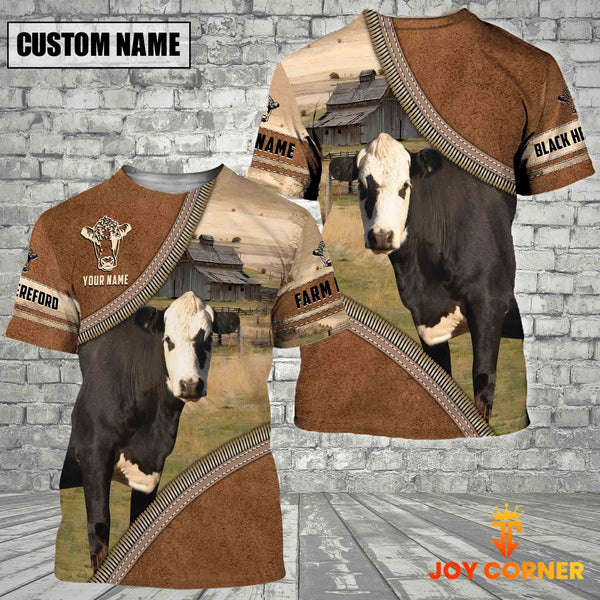 Joycorners Personalized Name Farm Black Hereford Cattle Light Brown Hoodie