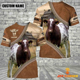 Joycorners Personalized Name Farm Shorthorn Cattle Light Brown Hoodie