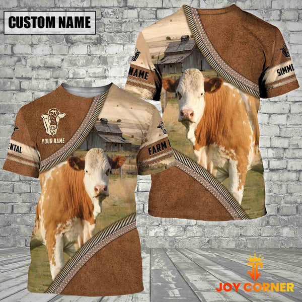Joycorners Personalized Name Farm Simmental Cattle Light Brown Hoodie
