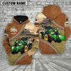 Joycorners Personalized Name Farm Tractor Light Brown Hoodie