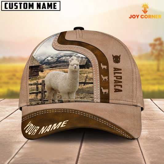 Joycorners Custom Name Alpaca Cattle Light Brown Cap