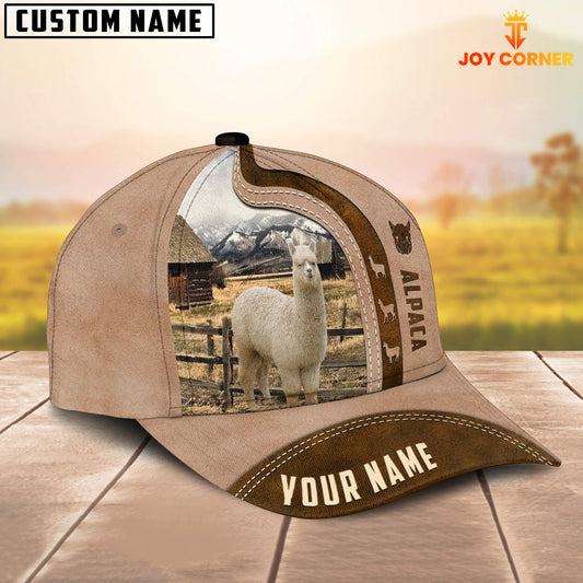 Joycorners Custom Name Alpaca Cattle Light Brown Cap