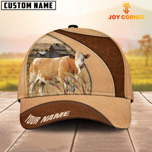 Joycorners Custom Name Simmental Cattle Light Brown Cap