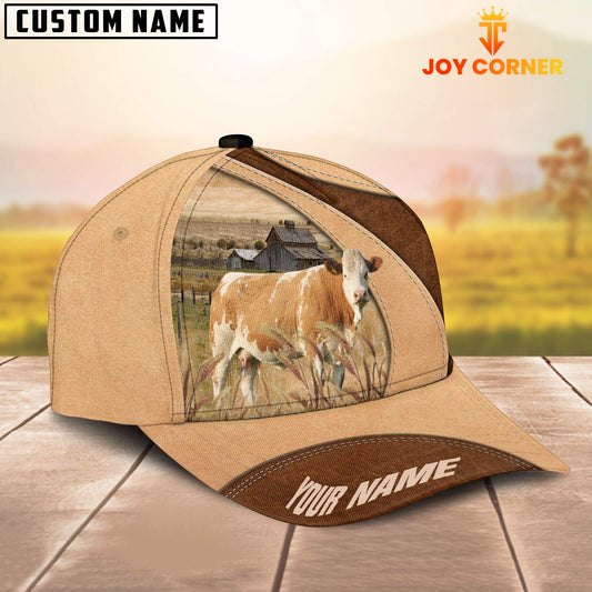 Joycorners Custom Name Simmental Cattle Light Brown Cap