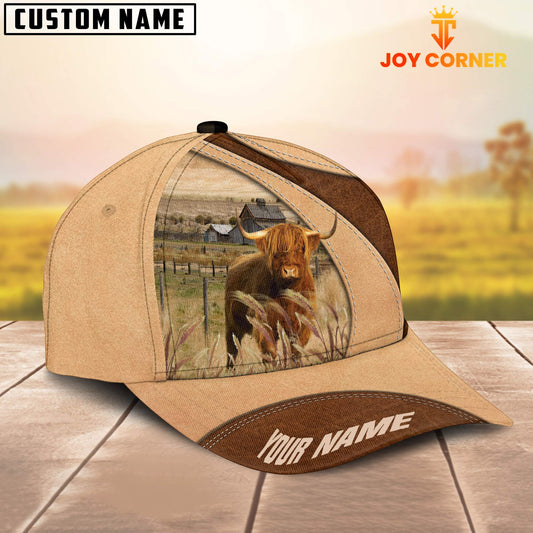 Joycorners Custom Name Highland Cattle Light Brown Cap