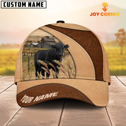 Joycorners Custom Name Black Angus Cattle Light Brown Cap