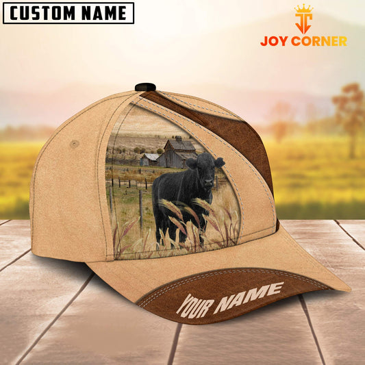 Joycorners Custom Name Black Angus Cattle Light Brown Cap