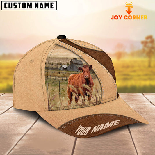 Joycorners Custom Name Red Angus Cattle Light Brown Cap