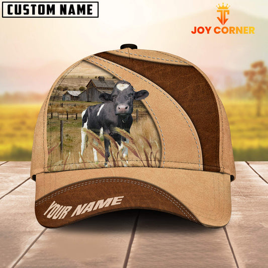 Joycorners Custom Name Holstein Cattle Light Brown Cap