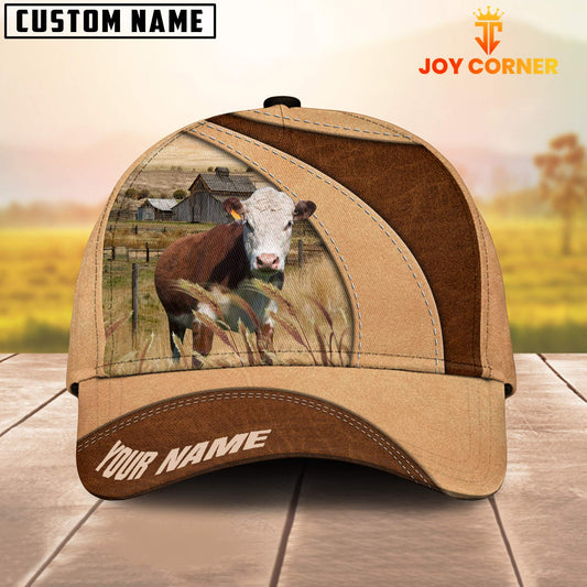 Joycorners Custom Name Hereford Cattle Light Brown Cap