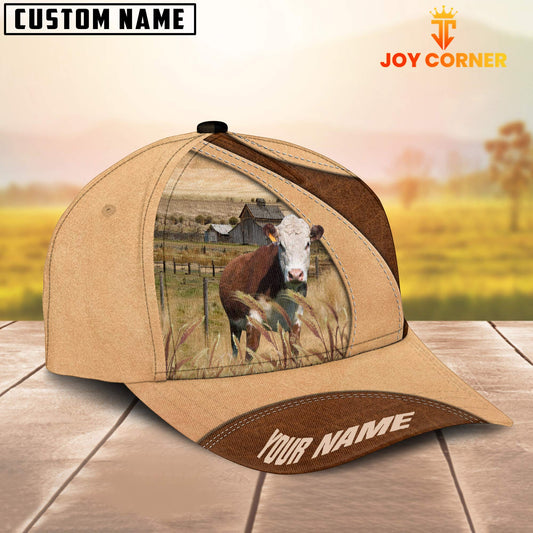 Joycorners Custom Name Hereford Cattle Light Brown Cap
