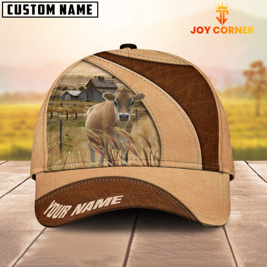Joycorners Custom Name Jersey Cattle Light Brown Cap