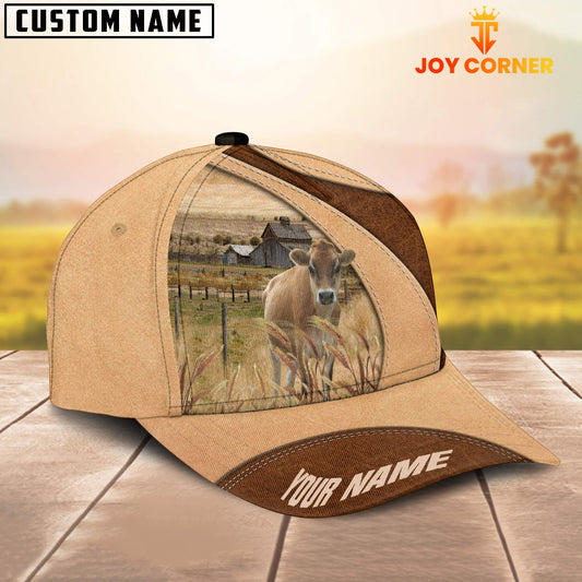 Joycorners Custom Name Jersey Cattle Light Brown Cap