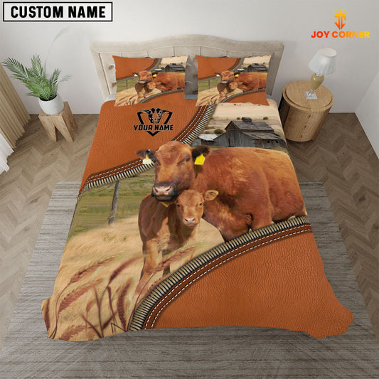 Joy Corners Red Angus On The Farm Customized Name 3D Bedding Set