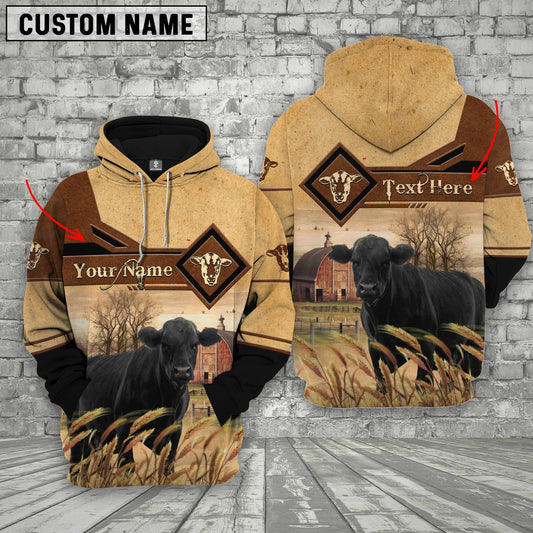Joycorners Black Angus On Farms Custom Name Printed 3D Hoodie
