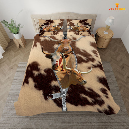 JoyCorners Texas Longhorn Hair Pattern 3D Bedding Set