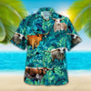 Joycorners Longhorn Tropical Hawaiian Palm Leaves All Over Printed 3D Hawaiian Shirt