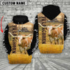 Joycorners Personalized Name TX Longhorn Cattle On The Farm All Over Printed 3D Hoodie